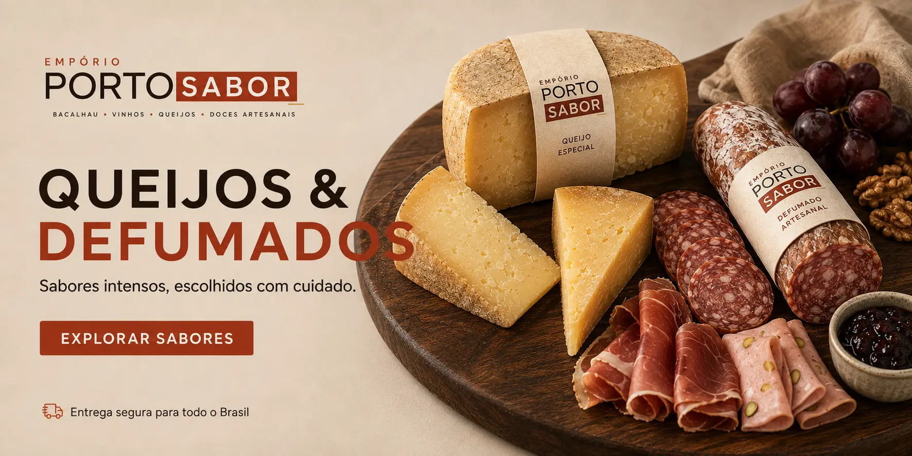 Queijos & defumados — sabores intensos, escolhidos com cuidado