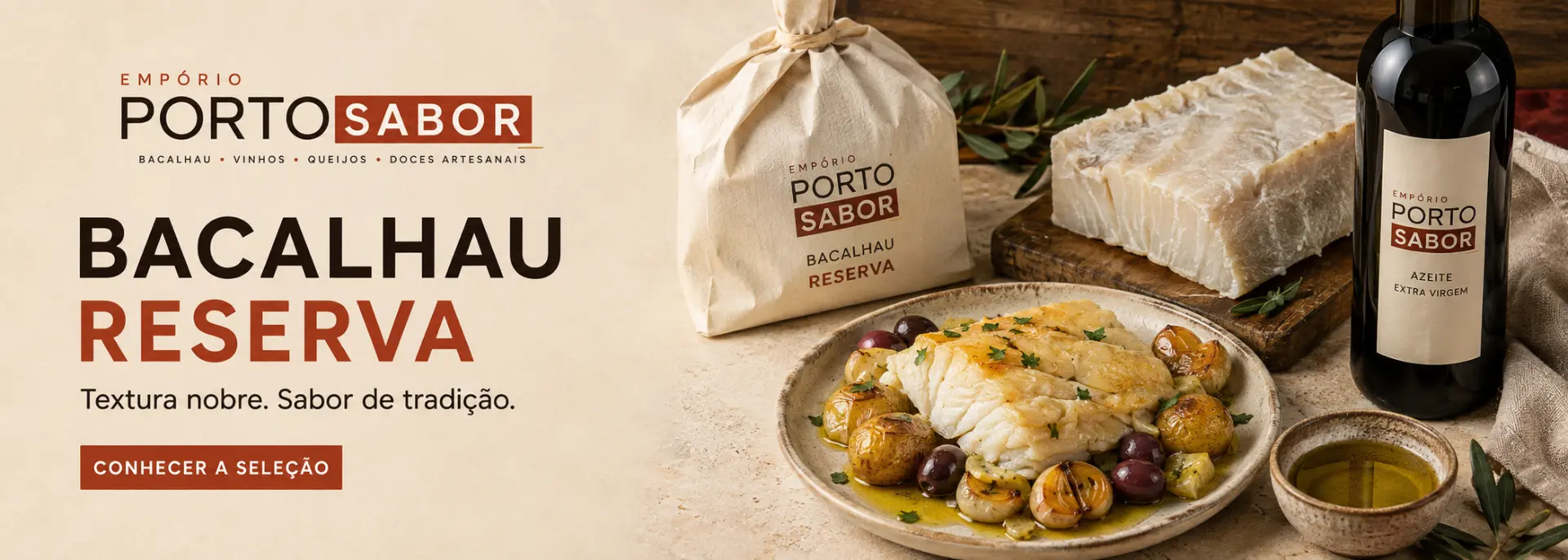 Bacalhau Reserva — textura nobre, sabor de tradição