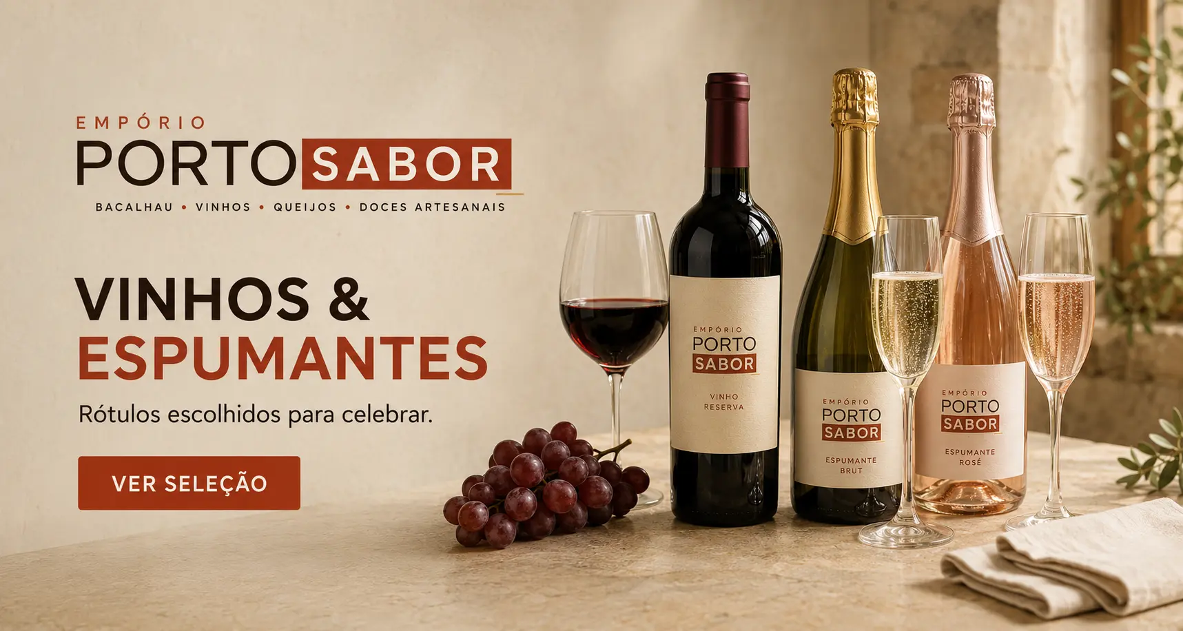 Vinhos & espumantes — rótulos escolhidos para celebrar